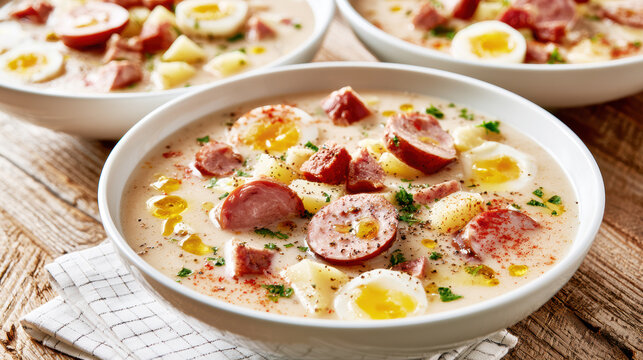 Traditional Polish White Borscht with Sausage