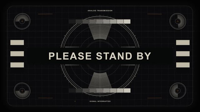 Please Stand By Retro TV Test Pattern with Static and Glitches