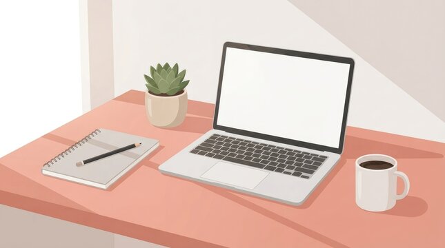 Modern workspace with laptop notebook