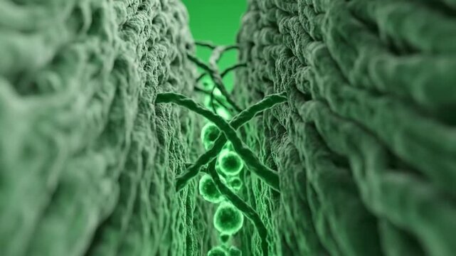 Green plant cells clusters showing detailed organic texture.