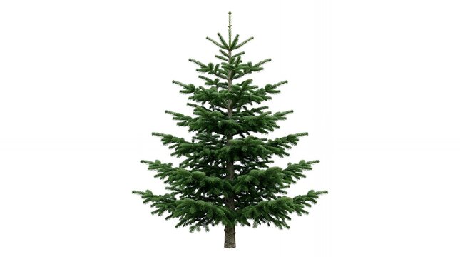 Beautiful Isolated Green Spruce Tree on White Background Realistic Evergreen Conifer for Nature and Holiday Designs