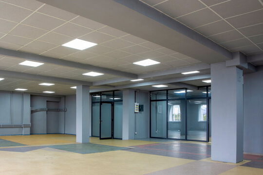 View of a large, empty office space