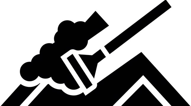 Black Roofer Silhouette Installing Roof Tiles on House Roof Icon