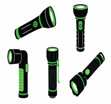 green flashlight vector illustration