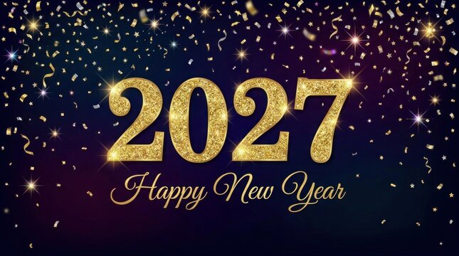 Happy new year 2027 celebration with sparkling background