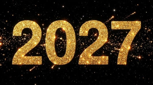 Glowing golden 2027 year number celebration background