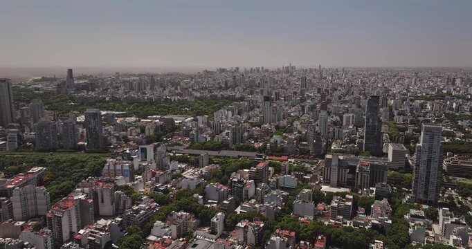 Buenos Aires Argentina Aerial v21 sweeping Palermo flyover over Hipodromo Argentino and Campo Argentino de Polo toward the Rio de la Plata - Shot with 5k Camera - Jan 2nd 2026