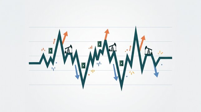 vector background for oil price volatility, symbolic representation of fluctuating oil prices