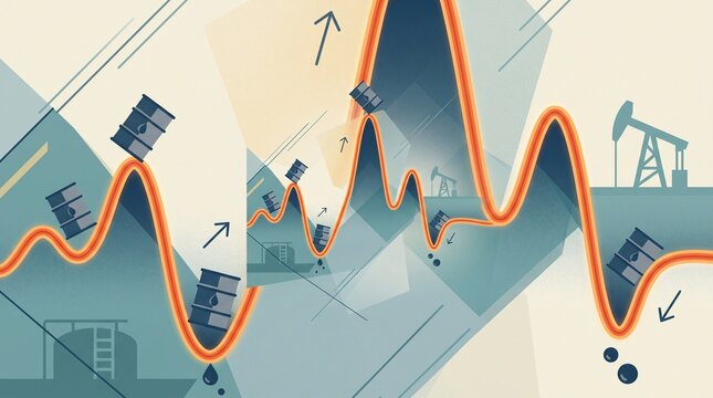 vector background for oil price volatility, symbolic representation of fluctuating oil prices