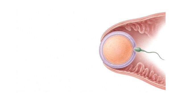 Sperm Meeting Oocyte in Fallopian Tube Ampulla