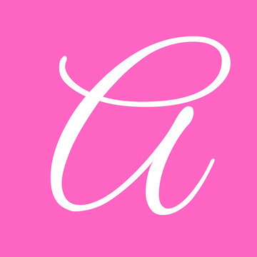 Elegant white cursive letter a isolated on bright neon pink background creates stylish modern graphic design element for artistic projects