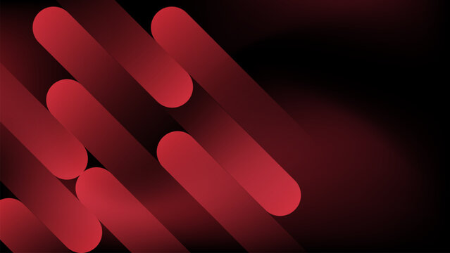 Abstract red and black geometric background with diagonal rounded bars, overlapping capsule shapes and smooth crimson gradients. Minimal modern vector design with layered shadows and copy space.