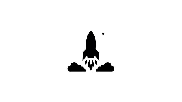 Monochrome rocket launch vector illustration clouds high resolution picture