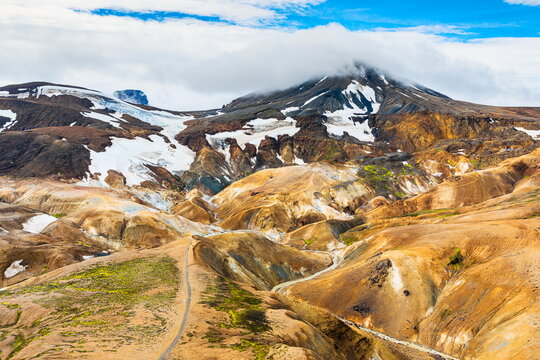 Paths among colorful rhyolite mountains