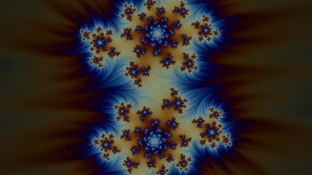 Morphing Julia set fractal in blue and gold colors loop