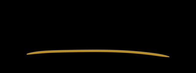 Glowing curved light streak forming subtle golden horizon arc on dark black background © Wisnu