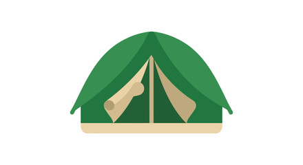 A simplified tent illustration features a green canvas and beige base on a white background © MSH Art