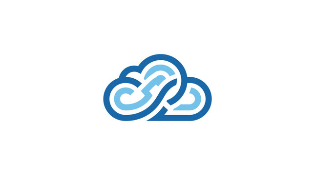 Abstract blue cloud logo with concentric circular loops.