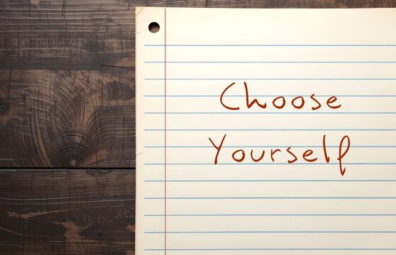 Vintage note paper written Choose Yourself  - means putting your physical, mental and emotional well-being first instead of pleasing others to gain approval