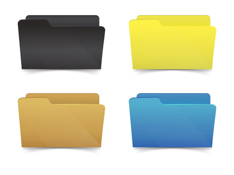 Set of colorful office document folders for digital organization transparent background