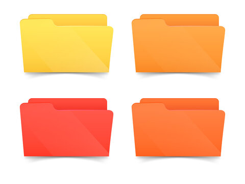 Set of colorful office folders for digital data management and organization transparent background