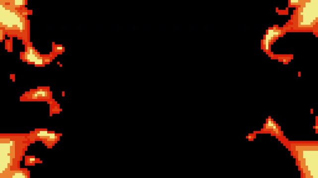 Animated Pixel Art Dual Side Fire Pillars Streamer VS Overlay 4K Loop on Transparent Alpha Background