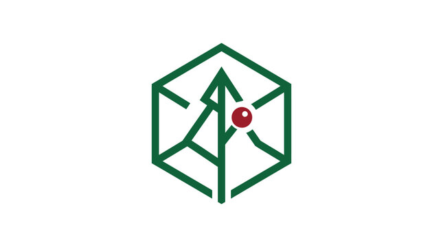 Geometric pine tree hexagon logo design
