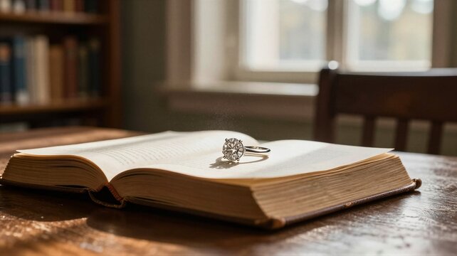 Antique Ring on Open Book