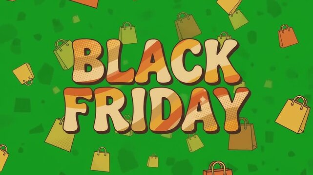 Vintage Pop Art Black Friday Text Motion Graphic Isolated on Green Screen