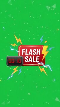 Black Friday Flash Sale Countdown Timer 2D Motion Graphic on Green Screen