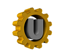 Letter U inside a golden gear. © vetkit