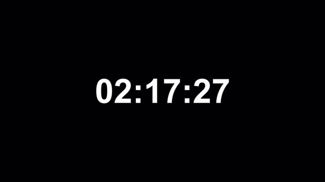 2 Minute 30 Second Countdown Digital Timer Animation, 150 Second Countdown Timer Animation on black background.