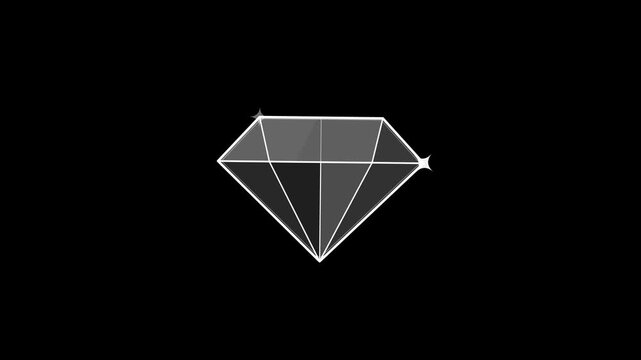 Minimalist Sparkling Diamond Icon Animation on Black Background. Stylized White Gemstone Symbol for Luxury, Jewelry Design, and Wealth Concepts. Clean Vector Motion Graphic Asset.