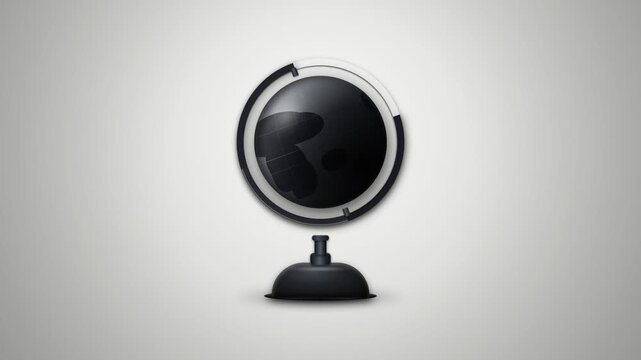 A stylish dark monochrome terrestrial globe sits poised upon a sturdy metallic stand ready to inspire curiosity about geography and global exploration within an interior design setting