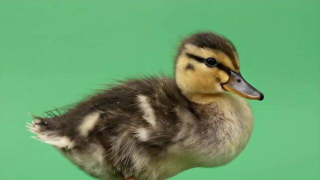 Cute Duckling Fluffing Its Feathers and Moving Playfully