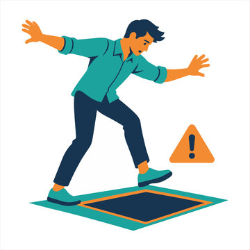 Worker Balances Beside Floor Opening
