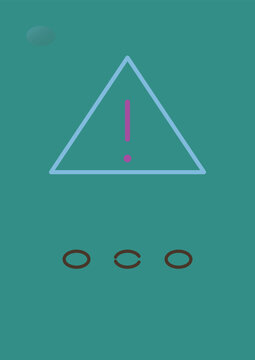 Alert Sign Icon: A stylized triangle with an exclamation mark inside, symbolizing caution or warning, set against a teal background.
