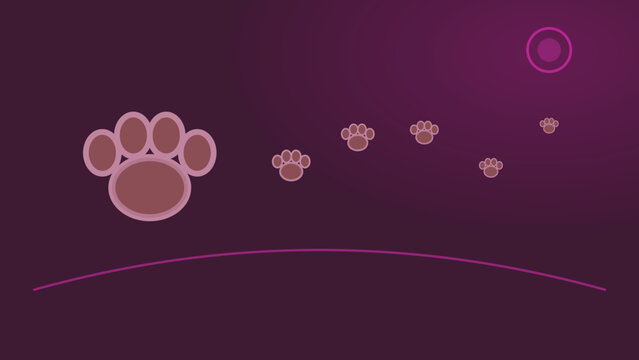 Paw Print Path: A series of paw prints ascend across a gradient background, suggesting a journey or growth.