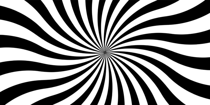 Black and white radial sunburst background vector with hypnotizing beams