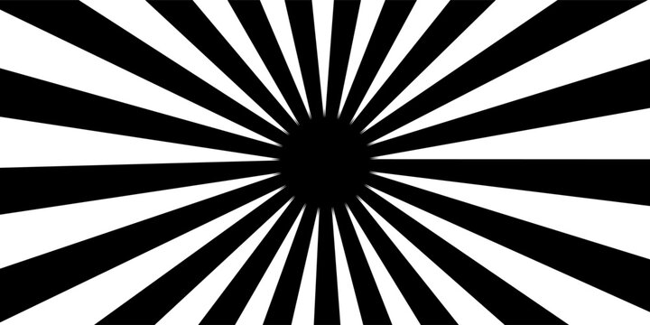 Black and white radial sunburst background vector with hypnotizing beams