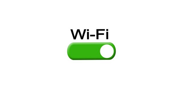 Wi-Fi Toggle Button Animation In 4K UHD, Realistic Green Wireless Internet Switch Turning On For Modern Technology UI And Digital Interface