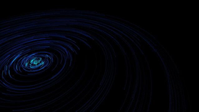 Swirling light trails form mesmerizing vortex tunnel in dark space. Fluid light trails simulate cyber energy. Cinematic light trails visual for creative video art.