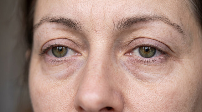 Tired woman with tired eyes in natural light  