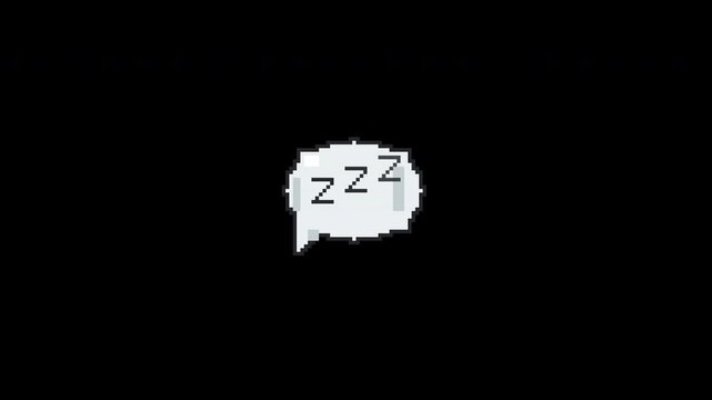 A pale pixel speech bubble bobs while three dark Z letters float in sequence in an eight second transparent loop.