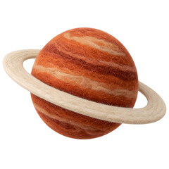 Needle felted ringed planet with terracotta wool sphere © Saeid