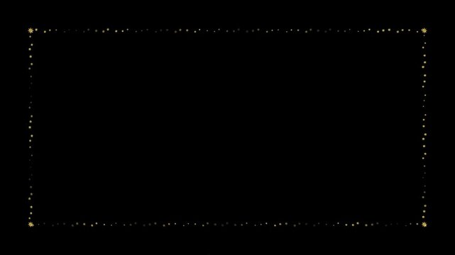 Golden shimmering rectangle border frames grid on black background
