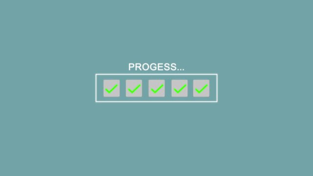 Checklist and task progress tracking concept. A hand placing the final checkmark on wooden blocks in a progress bar, task completion, productivity, goal setting, check com Project pleted tasks
