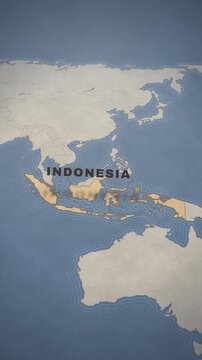 Vintage Style Map of Indonesia Highlighting the Archipelago in Southeast Asia.