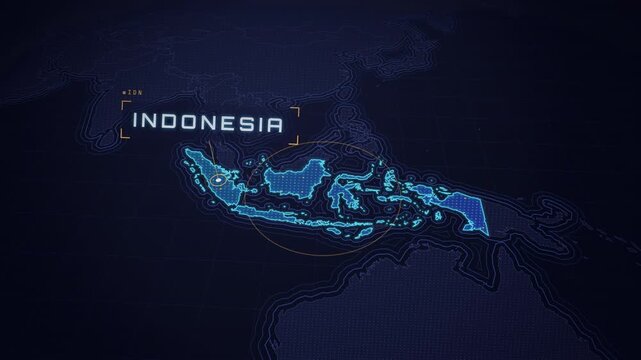 Digital Map Interface Highlighting Indonesia as a Travel Destination and Geographic Region in Southeast Asia.