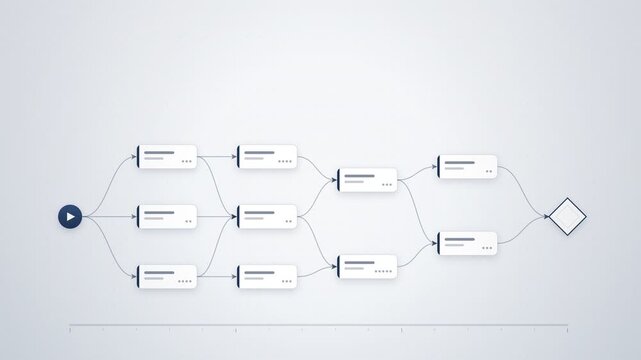 Project Critical Path Network Diagram Building and Highlighting Animation